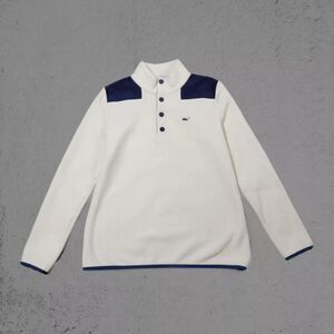 Vineyard Vines Women's Small White Quarter Button Snap Synchilla Pullover Fleece